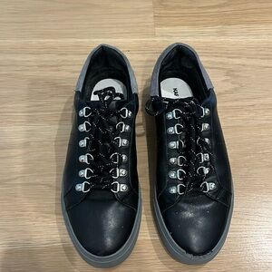 Karl Lagerfeld, black leather sneakers size 9